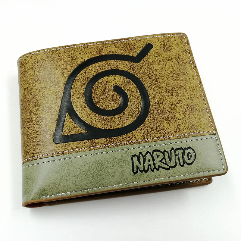 Anime Naruto Shippuden Konoha Tegnebog Coin Pocket Card Holder Khaki Læder Pung for Mænd 2