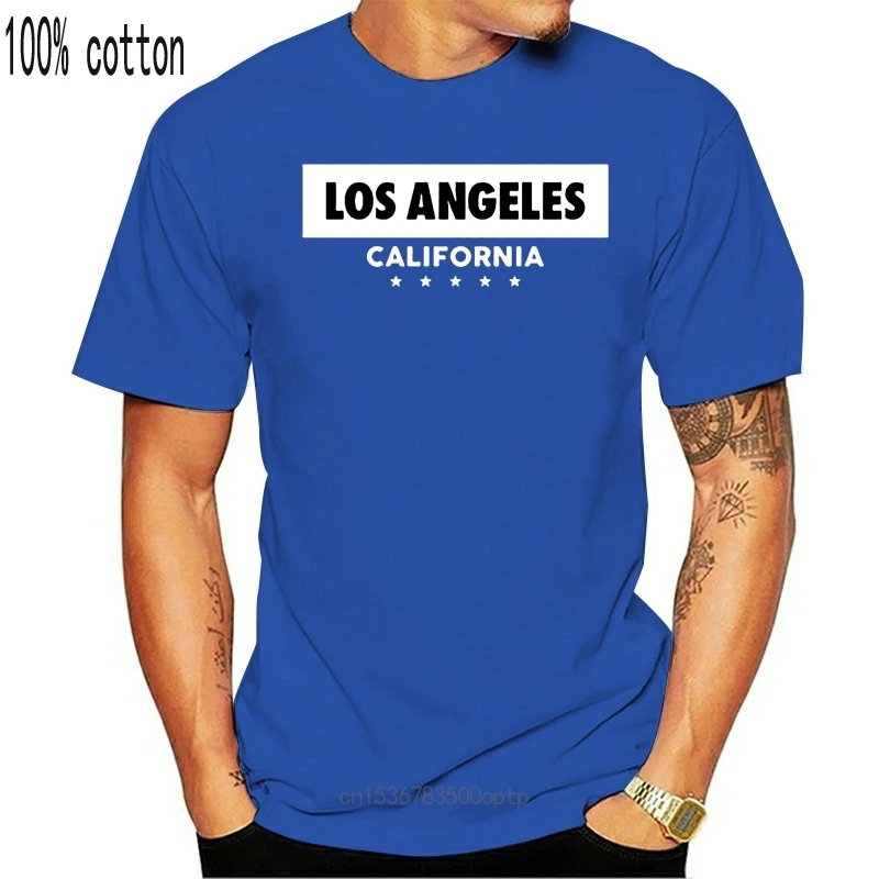LOS ANGELES, CALIFORNIEN STJERNER TRYKT HERRE T-SHIRT USA CALI LA BLOK GRAPHIC TEE 2