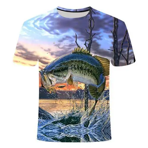 2020 ny fiskeri t-shirt stil afslappet Digital fisk 3D-Print t-shirt til Mænd, Kvinder tshirt Sommeren Korte Ærmer O-hals Toppe&t-Shirts s-6xl 2