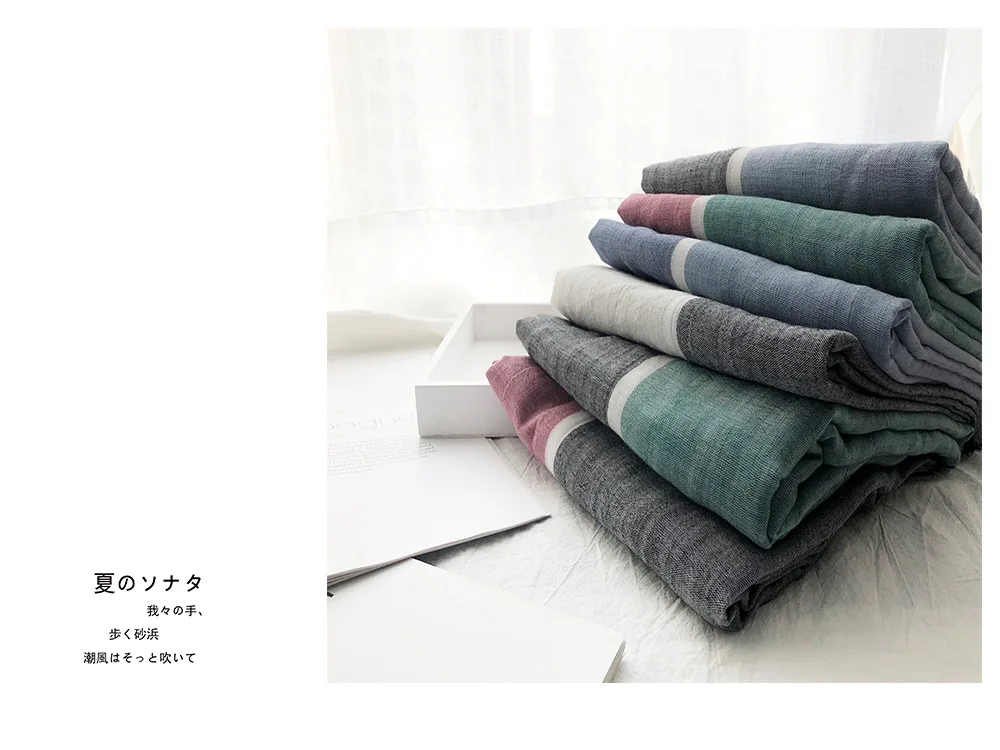 2019 Japansk Unisex Style Vinter-Tørklæde Mode Mænd Tørklæde af Bomuld Splejse Farve Blå Stribet Lange Bløde kvinders Tørklæder Sjal 2