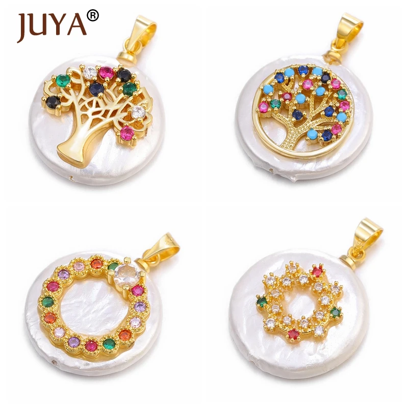 JUYA Flere Form Tiny Zircon Guld Charms Mønt ferskvandsperle Perle Vedhæng Tilbehør Til Personlig smykkefremstilling 2