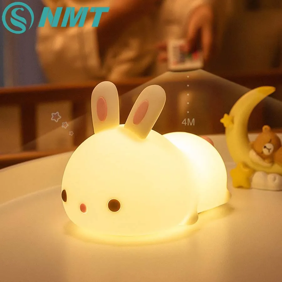 Farverige Rabbit Silikone LED Nat Lys USB-Genopladelige Baby Soveværelse Nat Lampe Touch Sensor Lys til Børn, Baby Gave 2