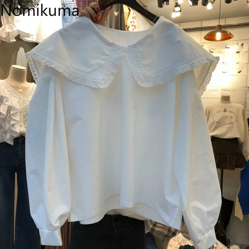 Nomikuma Kvinder Dukke Shirt koreanske Kausale Lanterne langærmet Bluse Sød Efteråret Peter Pan Krave Blusas Feminimos Top 2020 6C730 2