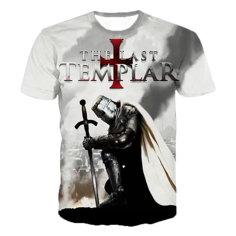 Tempelridderne 3D Printet O-Neck T-shirt, Mænds Mode Afslappet kortærmet T-shirt Knights Templar Streetwear Harajuku Tee Toppe 2