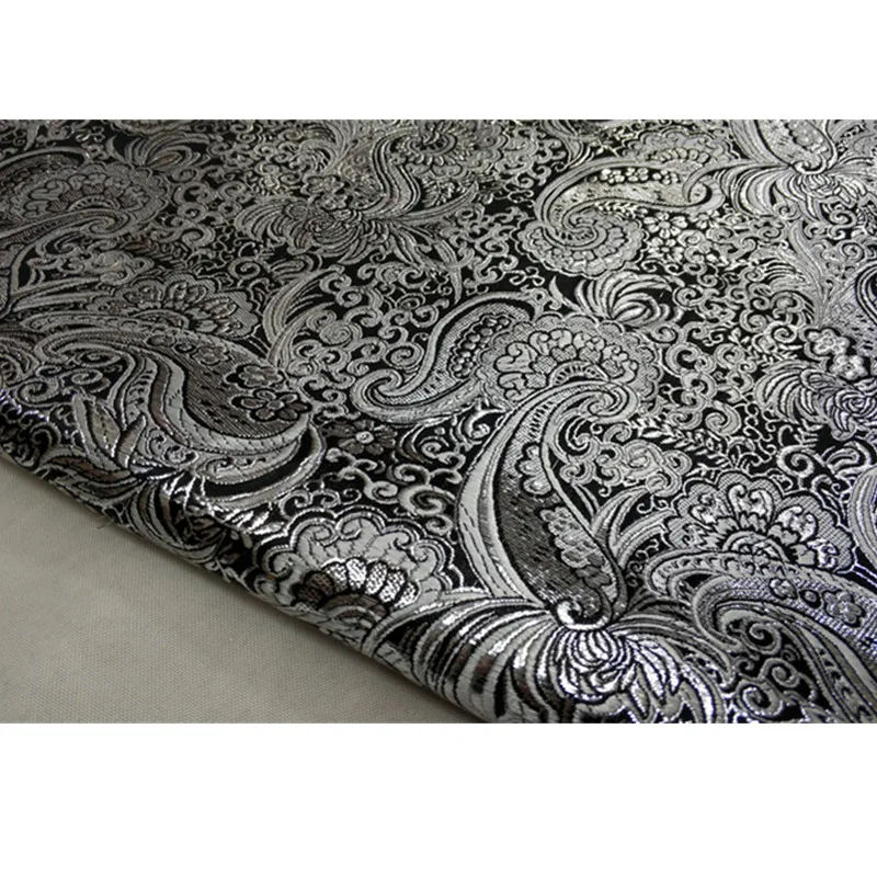 CF603 Hvid/Sort Kinesisk Stil Silke Jacquard Brokade Stof Kinesisk Bryllup Pude Klud Dekoration Tekstiler gør det selv-Materialer 2