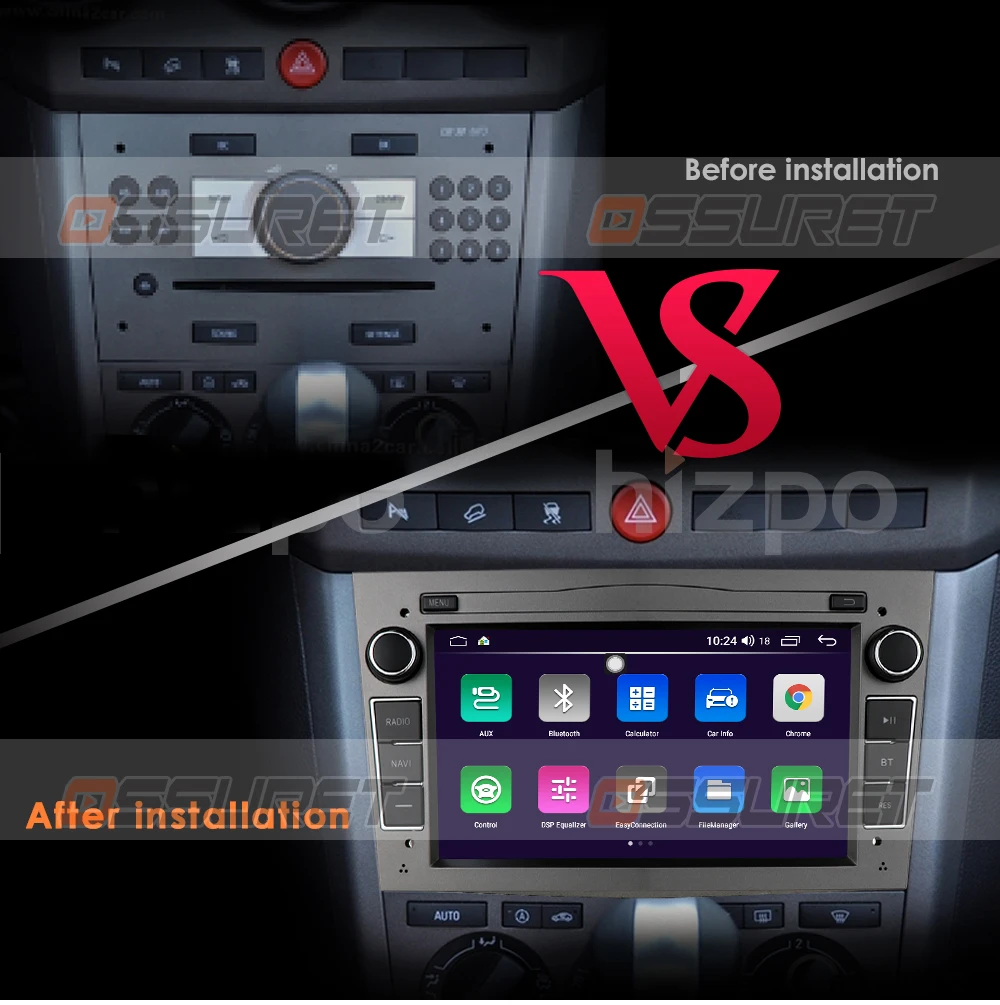 Ossuret Android 10 2DIN bil radio GPS WiFi-afspiller til opel Vauxhall Astra H G J Vectra Antara Corsa Zafira Vivaro Meriva Ingen DVD 2