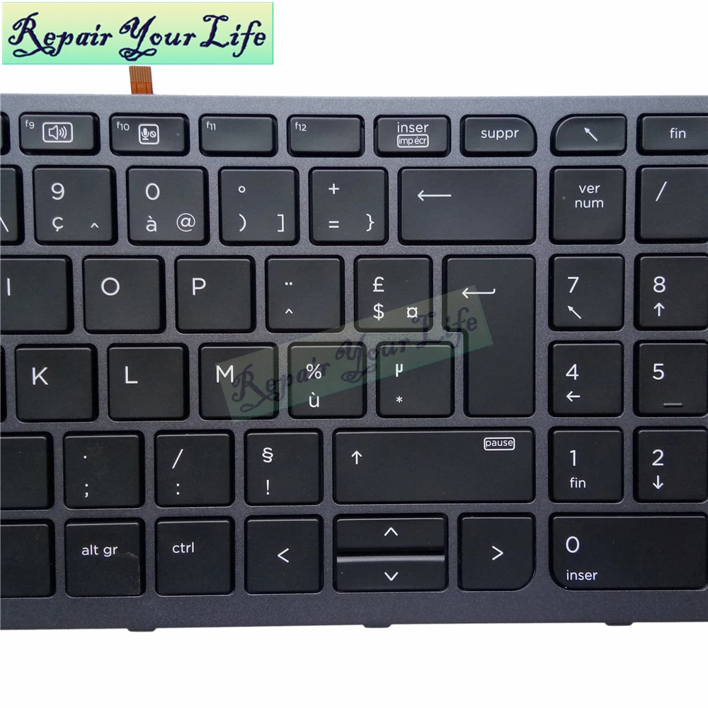 AZERTY Let bærbar computer fransk tastatur Til HP ZBOOK 15 G3 17 G3 G4 FR UK engelsk med baggrundsbelyst Peger oprindelige blå grå ramme 2