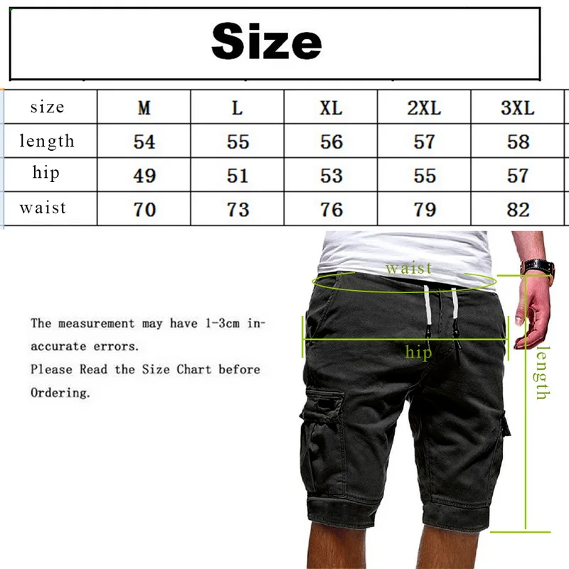 2020 Varm Sommer Casual Shorts til Mænd Fragt Multi-lomme Shorts Herre ensfarvet Snor Fashion Streetwear Shorts 2