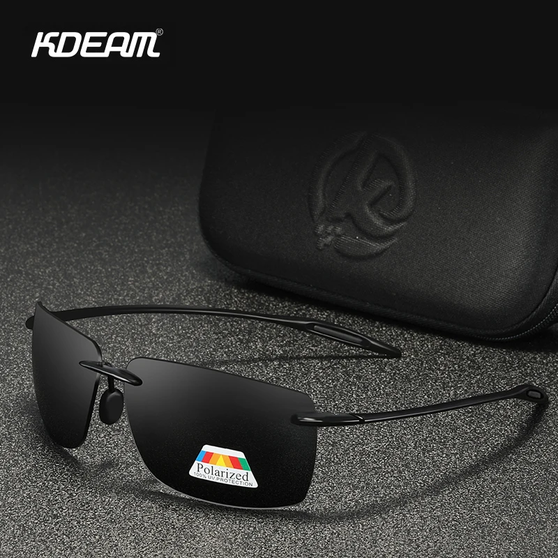 KDEAM Uindfattede Rektangel Mænds Solbriller, Polariserede Ultra-light TR90 Materialet Briller Ramme UV400 Sport Solbrille 2