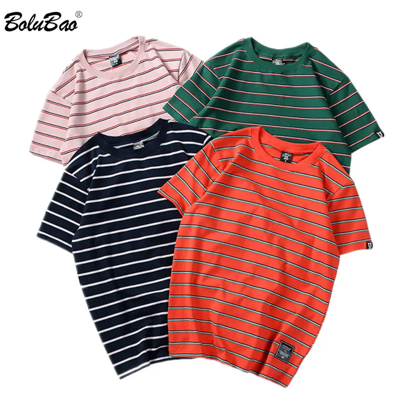 BOLUBAO Nye Fashion Brand til Mænd T-Shirt Sommer ensfarvet, Stribet Mænd Casual T-Shirts Street Mænd t-Shirt Top 2