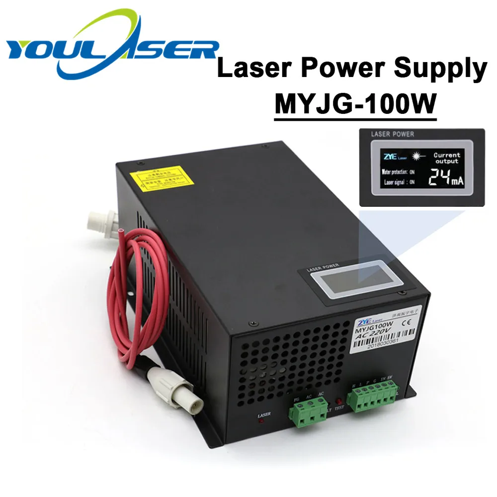 Displayet LED-Skærm CO2-Laser Power Supply 80-100W 110V / 220V Høj Spænding For Gravering skæremaskine Laser Tube 2