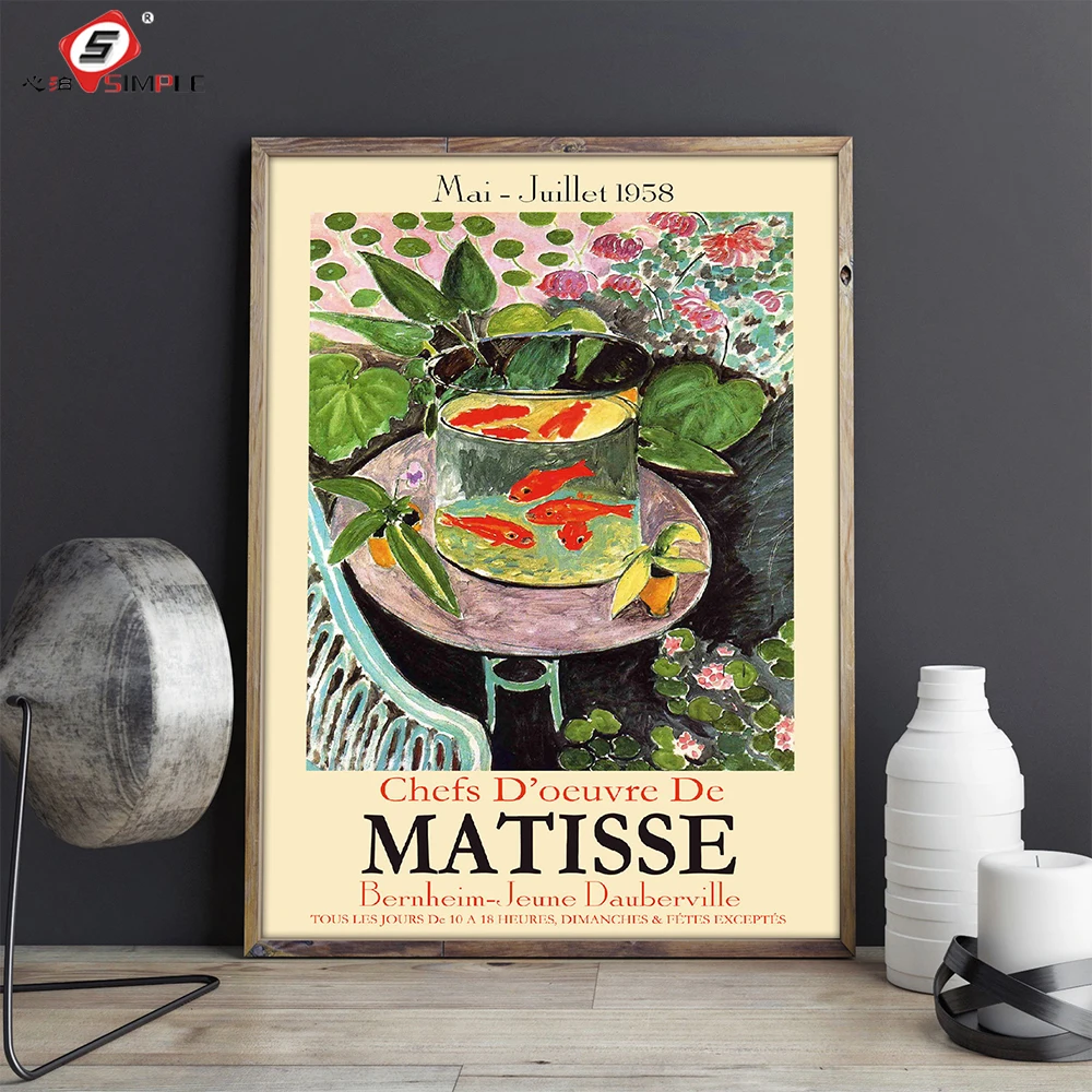 Matisse-Udstillingen Plakat Abstrakte Farverige Fisk tank Wall Art Print-Kanvas at Male Billeder Til stuen Unikke Home Decor 2