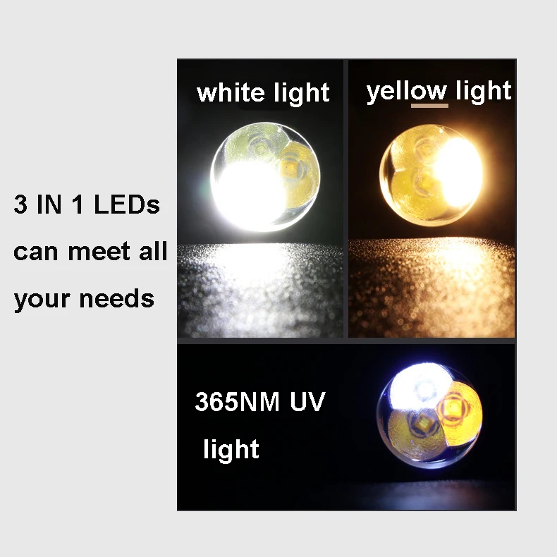 3i1 Bærbare USB-Genopladelige Gule Lys Led Lommelygte 365NMM UV-Lys LED Lommelygte Gemstone Amber Diamond Fluorescerende Lampe 2