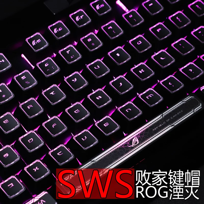 1 sæt high-end-baggrundsbelyst keycap for ROG Tilintetgøre mekanisk tastatur sort hul belægning centrale cap for Corsair K70 K95 Razer Cherry 2