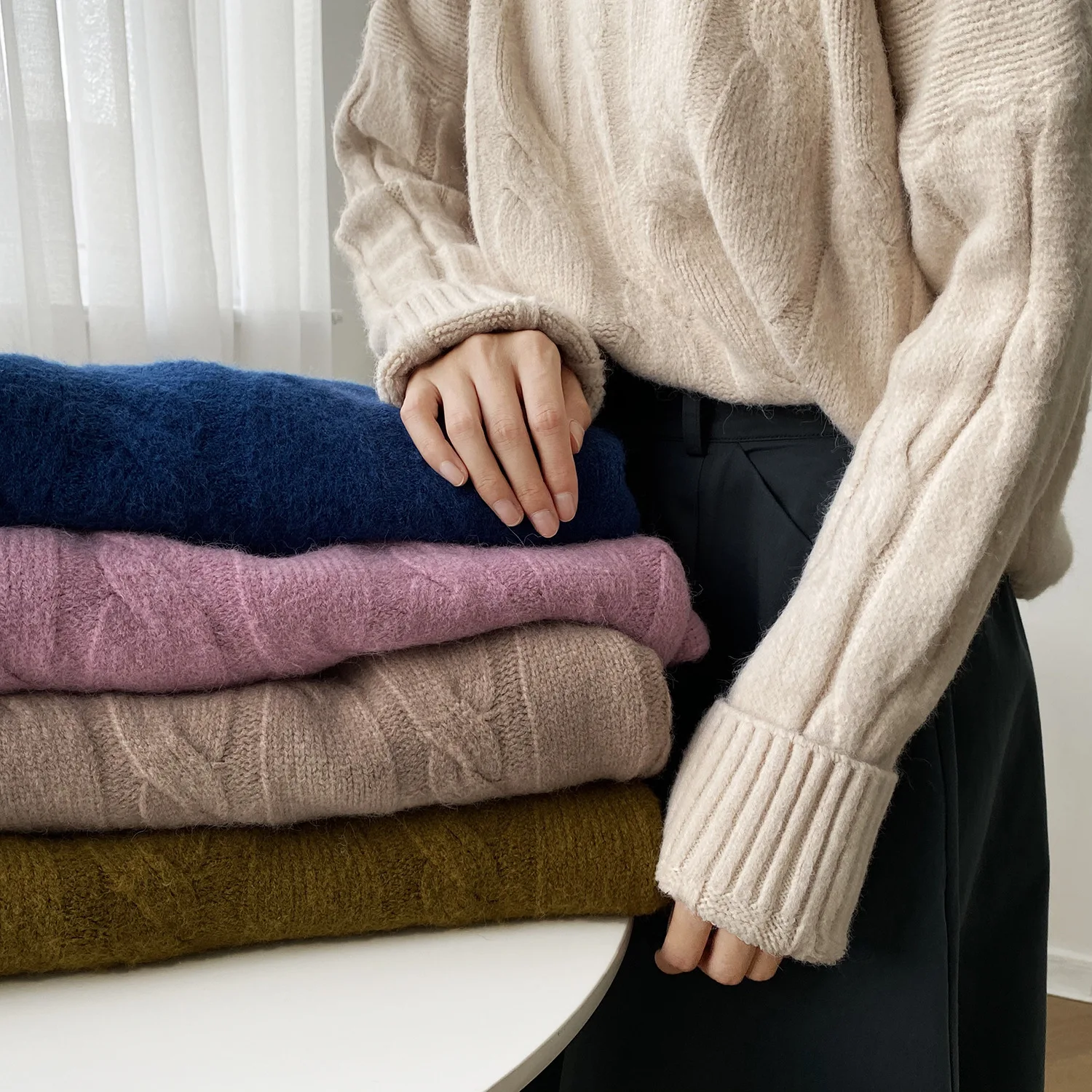 Tiwst Sweater Koreansk Stil 2020 Efteråret Nye Almindelig Beskåret Løs Pullover Kvinder Trøjer Jumper 2