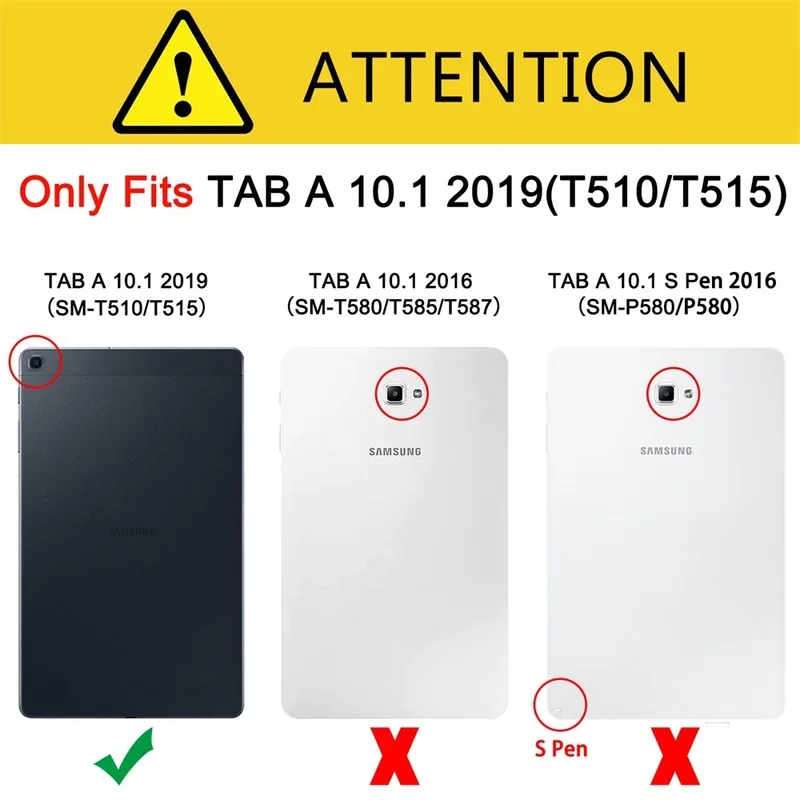 Taske til Samsung Galaxy Tab 10.1 2019 SM-T510 SM-T515 Tablet, cover Stand Tilfældet for Tab 10.1