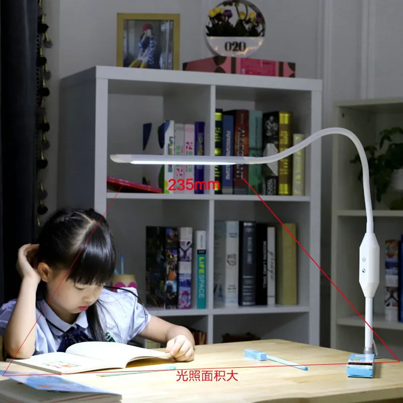 360 Graders Fleksibel Svanehals, Moderne Skrivebord LED-Lampe med afbryder Lysdæmper Fjernbetjening Clip-on Desktop Light Klemme for Læsning 2