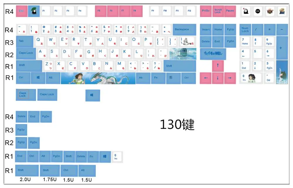MP-Spirited Away Keycap Cherry Profil Dye-Sublimation 108/133 Nøgler Tyk PBT-Tasterne MX Skifte Mekanisk Tastatur Keycap 2