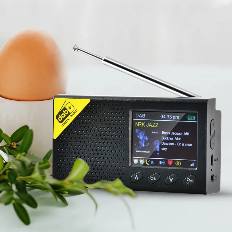Bærbare Bluetooth-5.0 Digital Radio, DAB/DAB+ og FM-Modtager, Genopladelige Let Home office Radio 2