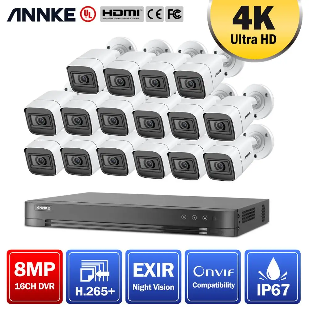 ANNKE 4K Ultra HD Video Security System 16CH 8MP H. 265+ DVR Med 16PCS 8MP Udendørs Vindtæt Overvågning CCTV-Kameraer Kit 2