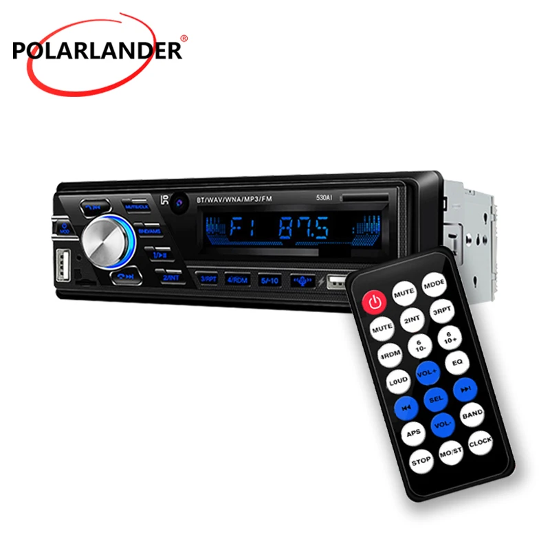 Bilradio, MP3-Afspiller, Bluetooth Afspilning af FM-1din Blændende Farverige med Fjernbetjening 530AI U Disk TF AUX OLED-12V 2