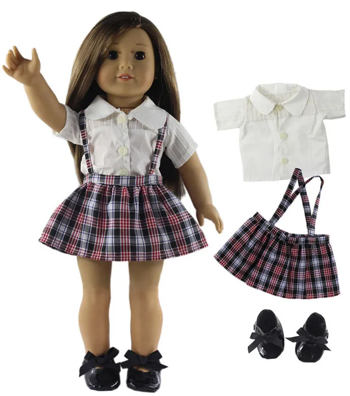 Dukke Tøj Shirt+Hofteholder nederdel til 18 tommer American Doll Håndlavet Tøj 2