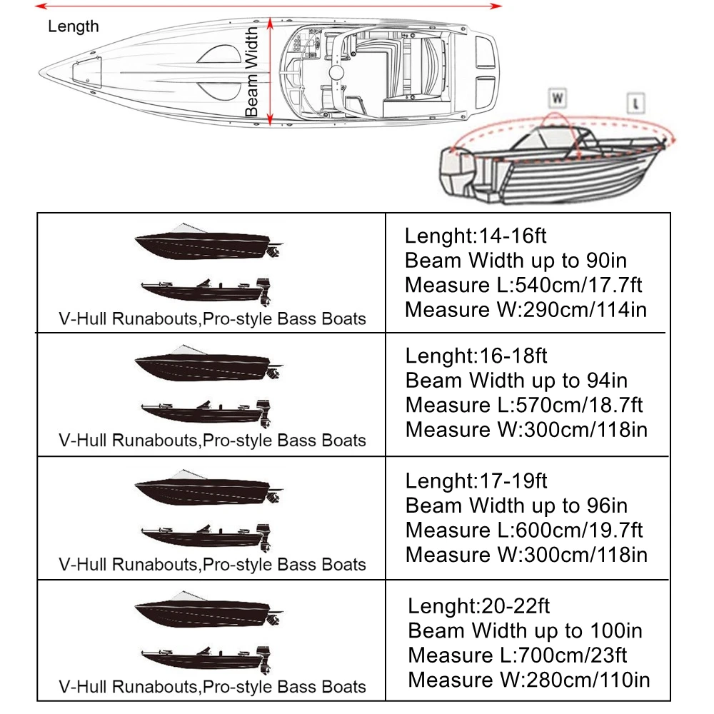 X AUTOHAUX 540/570/700 x 280/300CM 210D Trailerable Båd Dækning Vandtæt Fiskeri Opbevaring af Bas Speedbåd V-Form Blå Båd Dækning 2