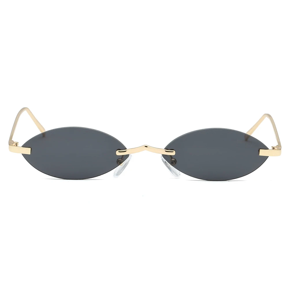 Peekaboo vintage små ovale solbriller kvinder uindfattede 2019 mini retro solbriller til mænd spejl uv400 guld metal blå rød 2