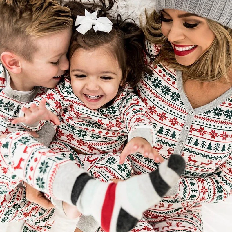 Jule-Elg Familie Matchende Tøj, Pyjamas Sæt Nye År, Mor og Datter, Far, Mor, Søn, Familie, Tøj Kid Baby Nattøj 2