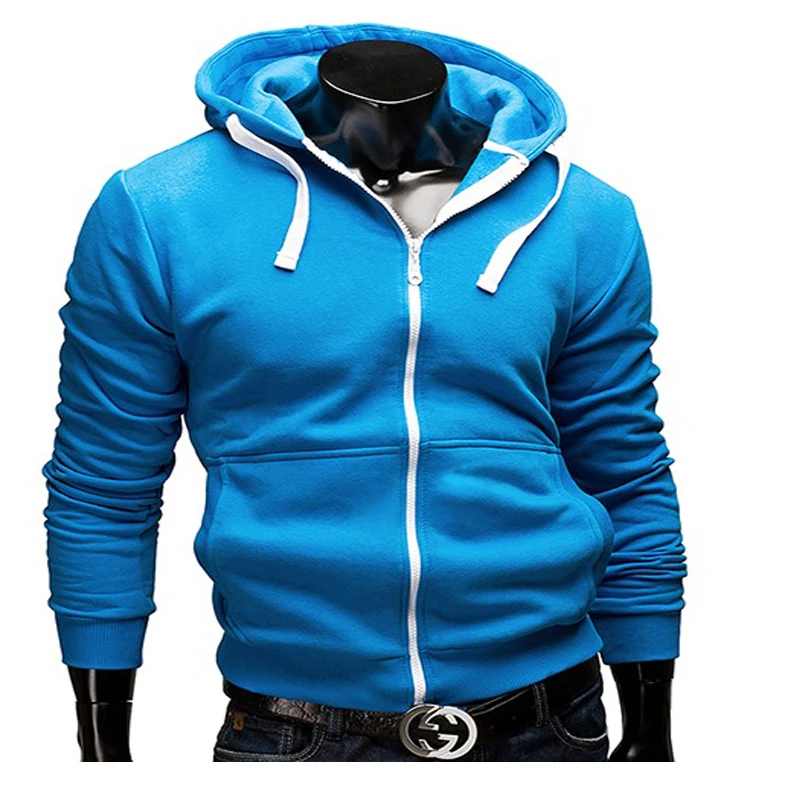 Mænd kontrasterende farver hoodie mænd, side lynlås sweatshirt 2