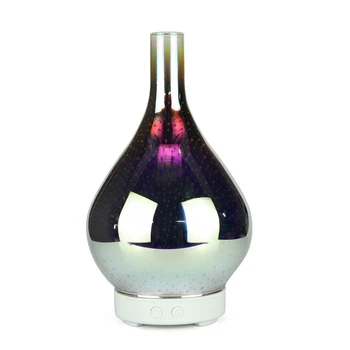 3D Fyrværkeri Glas Vase Form Luft Luftfugter med 7 Farve Led Nat Lys Aroma Æterisk Olie Diffuser Tåge Kaffefaciliteter Ultralyd 3