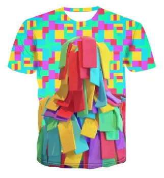 3D pop print simpel måde stak farverige geometri kreative design t-shirt til mænd street alsidige cool enestående smuk s-6xl 2