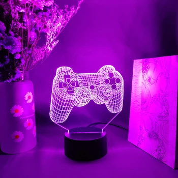 3D Vision Lampe Cool Gave til Spil Fans Konsol Håndtag Billede 7 Farve Skiftende Touch Sensor Nat Lys Gaming Room Dekoration 5