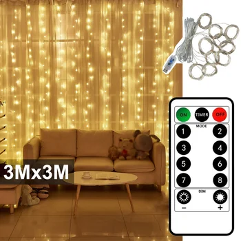 3M USB-LED Curtain String Lys Fjernbetjening Fe Garland Lys til det Nye År julefrokost Udendørs Bryllup, Home Decor 1