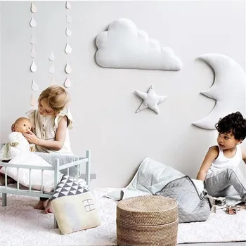3pcs/sæt 3D Moon Cloud-Stjernede Wall Stickers INS Nordisk Stil til Børn Room Decoration Børn Lege Telt Hængende Ornament Foto Rekvisitter 0