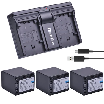 3x 4500mAh NP-FH100 NP-FH100 Kamera Li-ion Batteri + Dual USB Oplader Til Sony DCR-SX40 SX40R SX41 HDR-CX105 SR42E SR45E Batería 2