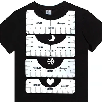 4 Stk T-shirt Tilpasning Lineal For at Vejlede T-shirt Design, Mode Design Center Herskere Size Chart (4 Herskere i prisen) 4