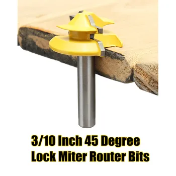 45 Graders Lock Spids Lim Fælles Router Smule Træværk Cutter 8mm skaft Træbearbejdning Fræseren