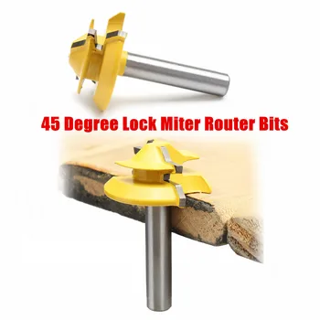 45 Graders Lock Spids Lim Fælles Router Smule Træværk Cutter 8mm skaft Træbearbejdning Fræseren 2