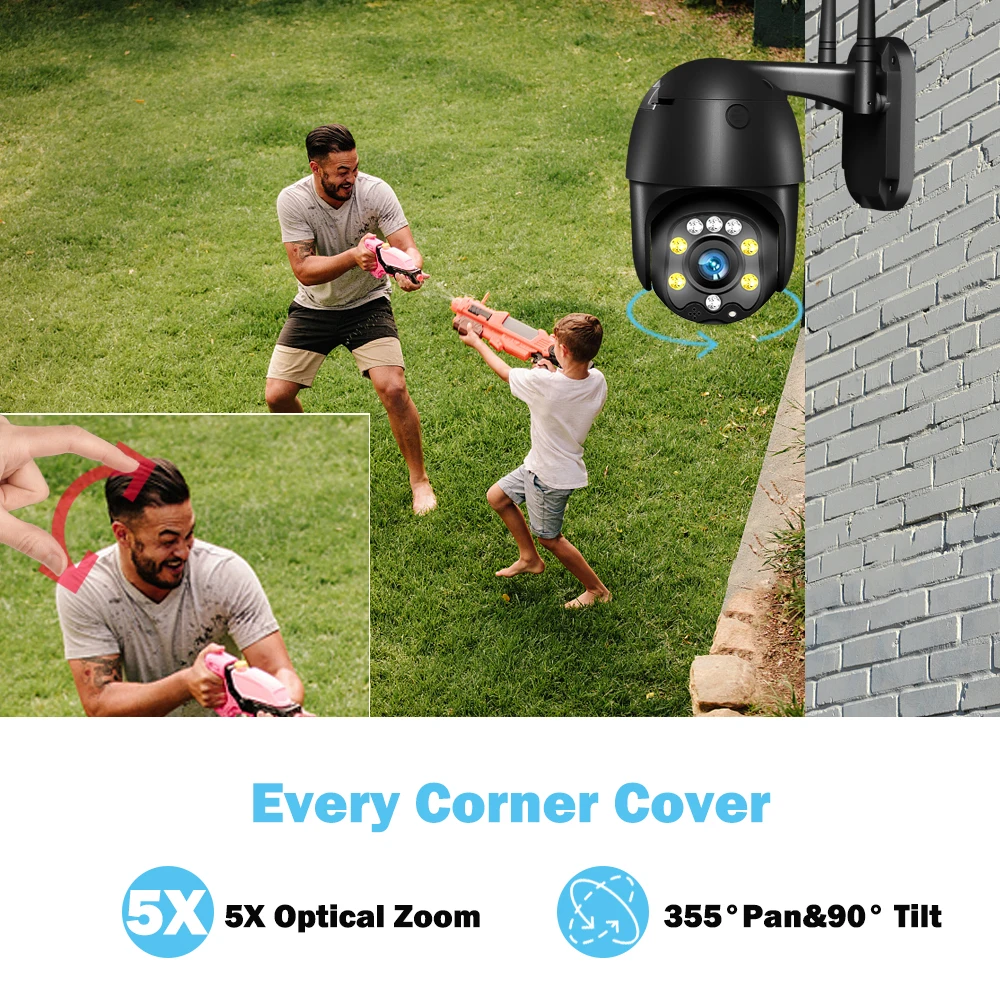 3G 4G SIM-Kort 5MP IP Dome kamera Udendørs CCTV Kamera WiFi Smart Hjem Sikkerhed Kamera 5X Optisk Zoom IR-30m To-Vejs Audio Camhi 3