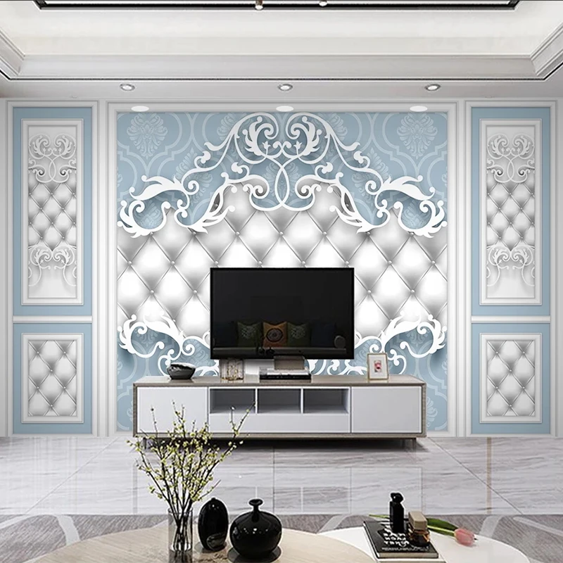 Brugerdefinerede 3D Vægmaleri Tapet Europæisk Stil Mønster Soft Roll Fresco Opholdsstue, TV, Sofa Soveværelse Home Decor Papel De Parede Sala 3D 3