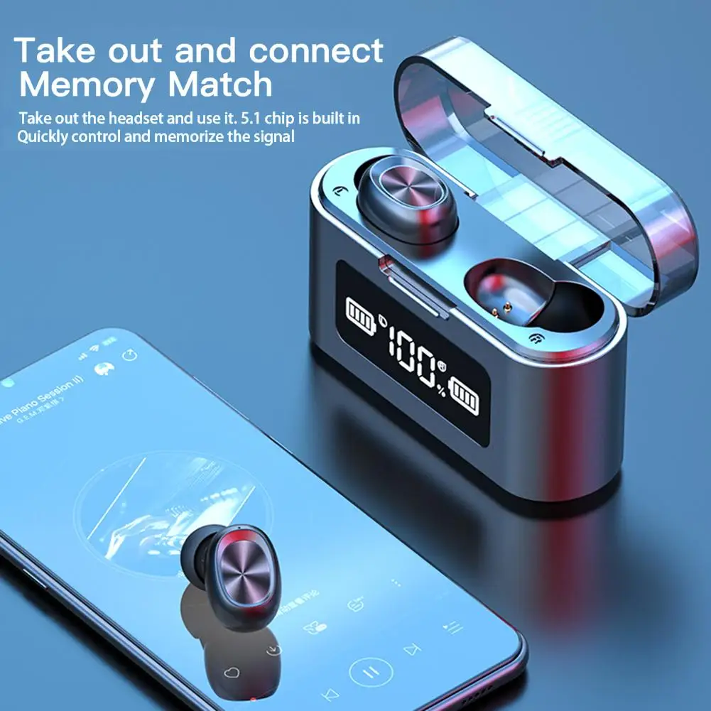 TWS Bluetooth 5.1 Hovedtelefoner Med Trådløse Hovedtelefoner Charge Box 9D Sport Stereo Headset Ørepropper Med Dobbelt Mikrofon Til IPhone og Android 3