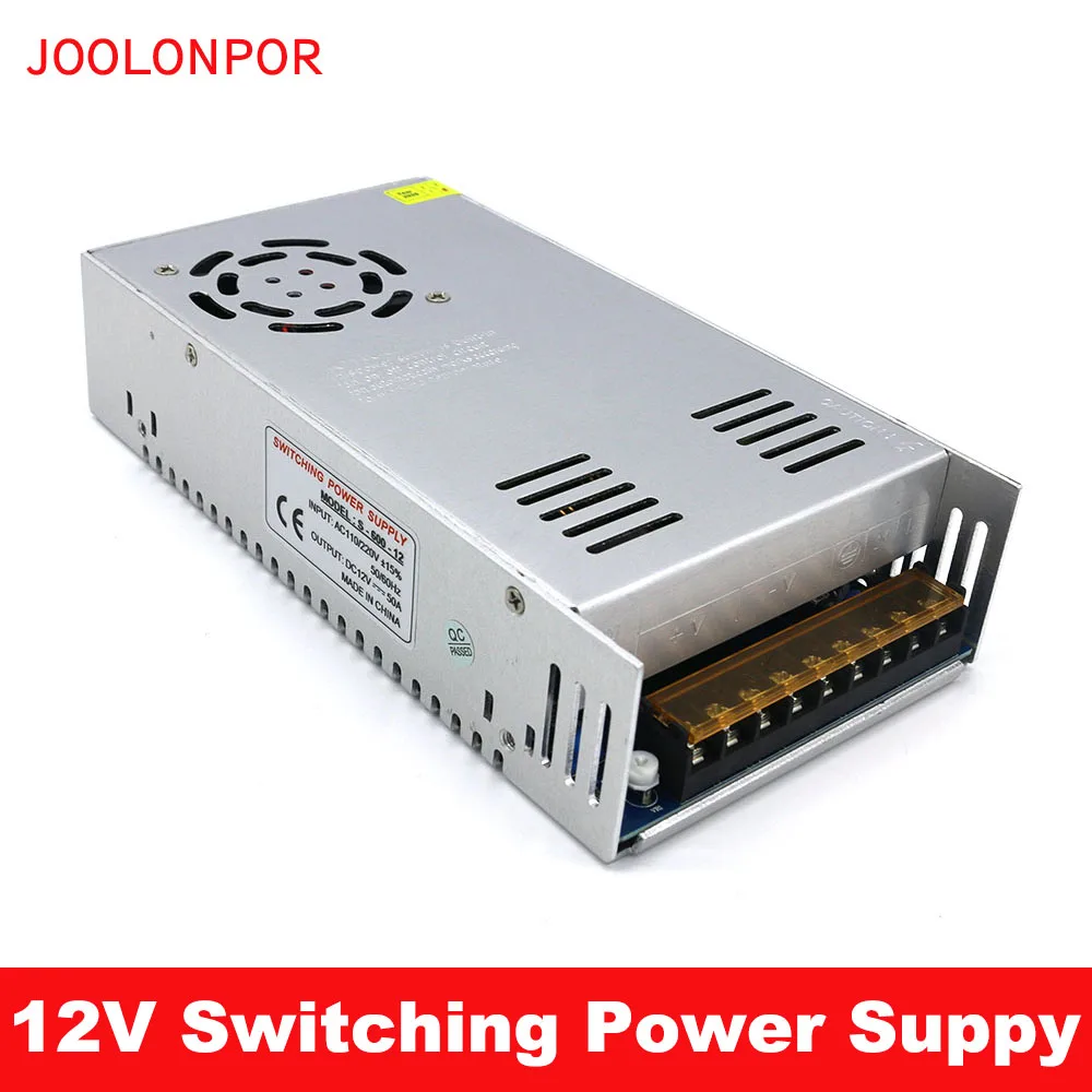 JOOLONPOR DC Switch Mode Power Supply 12V 50A 600 W LED Power Adapter Belysning Transformer AC 110V til 220V DC 12V 3