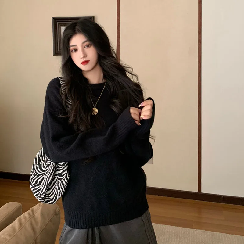 2020 Efteråret Trække Koreanske Retro Femme Vinter Tøj Søde Trøjer Solid Basic Pullover Kvinder Sweater Casual Løs Strikket Jumper 3