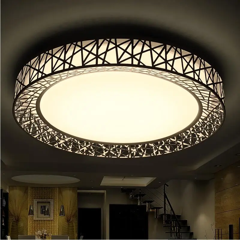 Moderne LED-loftsbelysning til Soveværelse, stue Strygejern lampen Hjem dekorative Sort/Hvide, Runde Fugle Reden Loft Lampe 3