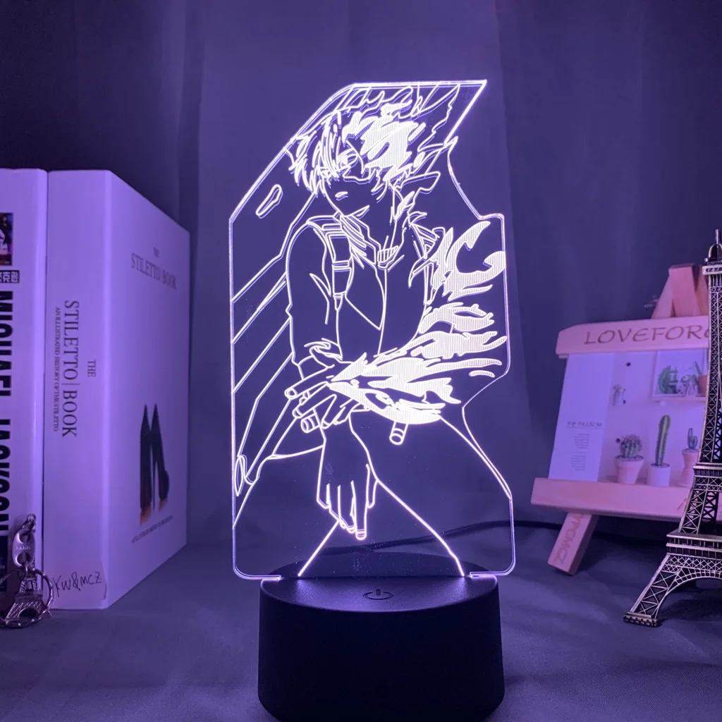 Anime Min Helt den Akademiske verden Shoto Todoroki Ansigt Design Led Nat Lys Lampe for Børn Barn Drenge Soveværelse Indretning Akryl Bord Lampe Gave 3