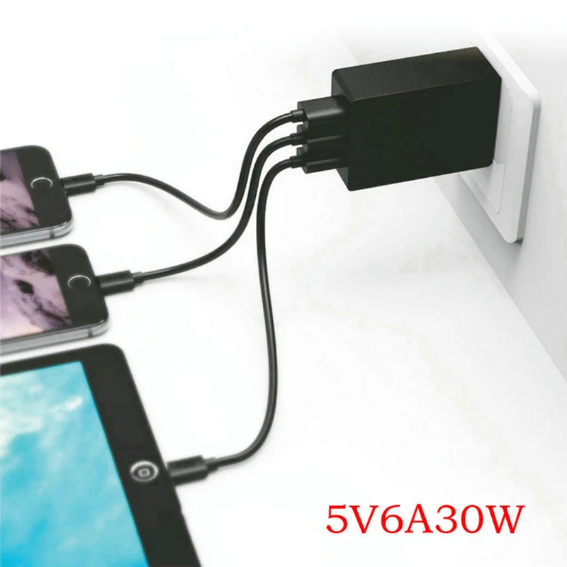 Universal 5V 6A 3USB Hurtig Opladning Hurtig Opladning Oplader Til iPhone XS MAX X Samsung EU Stik 3 stik til Telefon Afgift for Xiaomi 3
