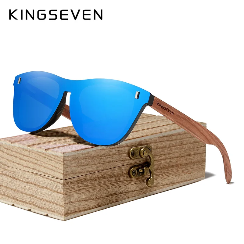 KINGSEVEN Patenteret Design, Bubinga Træ Vintage Solbriller Integreret Polariseret Mænds Naturlige Træ-Brillerne Tilbehør N5510 3