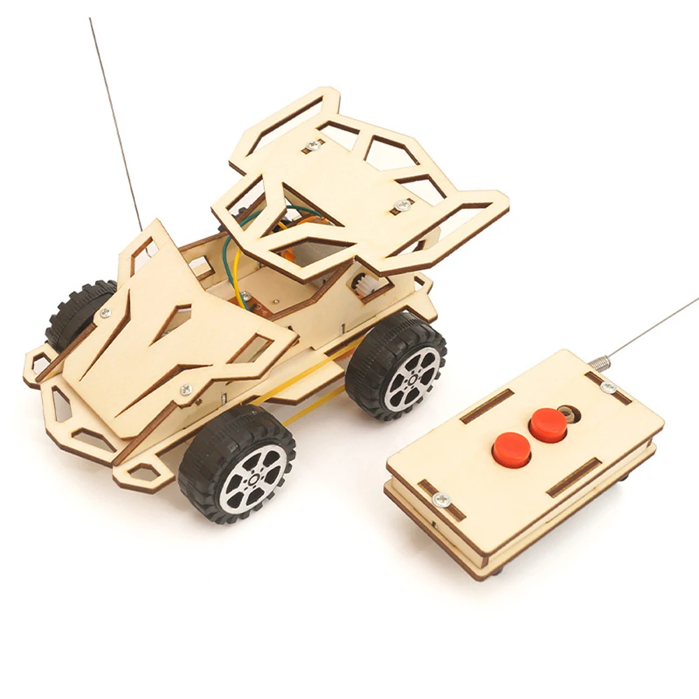 DIY RC Bil Legetøj Træ Videnskabeligt Eksperiment, der Stammer Model Kits Assembly Building Køretøj Legetøj til Børn Drevet Pædagogiske Gave 3