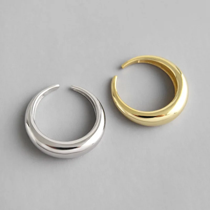 Kinel Nye Ankomster 925 Sterling Sølv, med Glat Cirkel Bue Ringe til Kvinder Justerbar Finger Sølv Ring Mode Korea smykker 3
